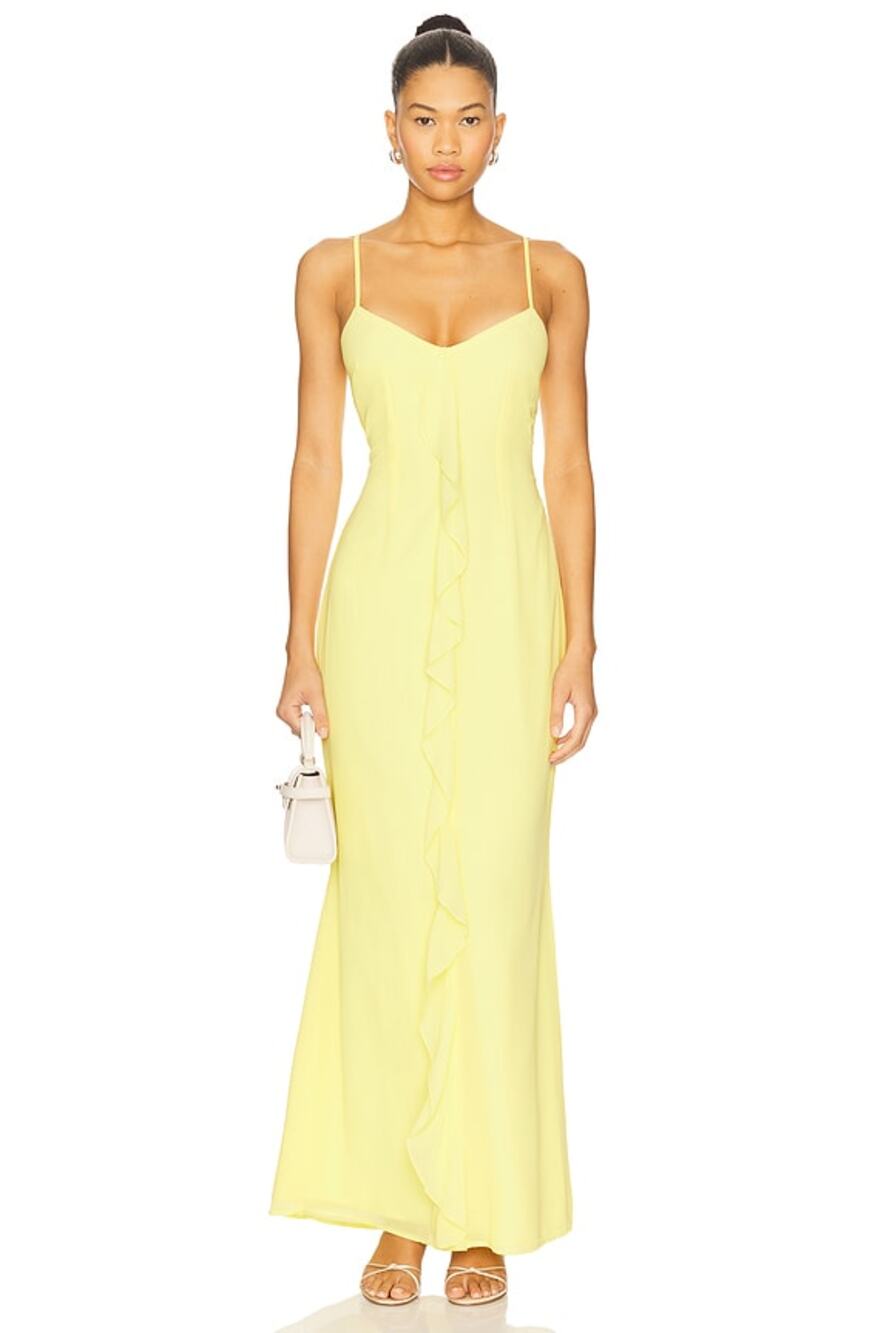 More to Come Vienna Baby Yellow Fairy Minimalist Girly Maxi Dress NWT Small